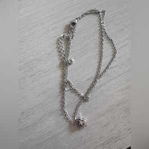 Silver Heart with letter R Charm ankle Bracelet adjustable